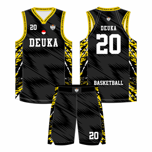 Uniforme de basket-ball imprimé par sublimation de conception personnalisée OEM fabriqué avec un tissu en maille 100% polyester respirant à séchage rapide - Product Image 1