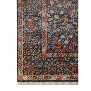 Alfombra de Seda Anudada a Mano AKPS-13020 Azul con Diseño Floral para Uso Doméstico - Colección Gulmarg - Product Image 4