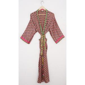 Indian Saree Silk Patchwork Long Kimono Night Wear <b>Swim</b> Wear Maxi <b>Dress</b> Women's Clothing Bohemian Jacket Japanese Style <b>Dress</b> - Product Image 1