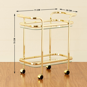Luxury Metal Bar Cart Glass Tea Wine Food Catering Drinks Serving <b>Trolley</b> Hotel Party Travel Elegant Party Bar Cart <b>Trolley</b> - Product Image 2