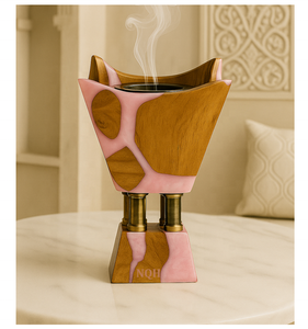 Brûleur à Bakhoor en bois d'acacia premium et résine époxy 2026 |   Diffuseur d'encens d'aromathérapie artisanal |   Mubkhar de luxe en résine incrustée - Product Image 4