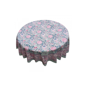 Latest Design Banquet Table Cloth HandBlock Printed Well Absorbing 100% Cotton 20Sheeting Round <b>Tablecloth</b> 150Cms At Cheap Price - Product Image 3