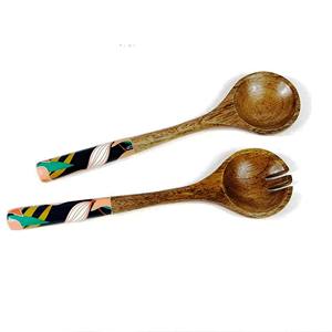 Nouvel ensemble d'accessoires pour salade en bois d'acacia, écologique, compatible lave-vaisselle, ustensiles de cuisine, fabriqué en Inde - Product Image 5