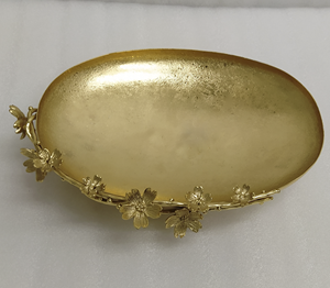 ถาดเสิร์ฟอาหารดีไซน์ดอกไม้ทำจากทองเหลืองสีทองสำหรับบ้านร้านอาหารโรงแรมเครื่องใช้บนโต๊ะอาหารชามจานหรูหรา - Product Image 6