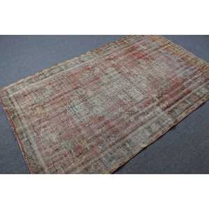 Tapis turc vintage 4,4x7,3 pi (135x223 cm), tapis rouge Ombr - Product Image 2