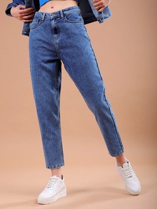 กางเกงยีนส์แบบพอดีตัวสำหรับคุณแม่เอวสูงสำหรับผู้หญิงสไตล์วินเทจผ่อนคลายและทันสมัยพร้อมจำหน่ายจากอินเดีย - Product Image 3