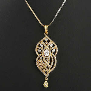 American Diamond <b>Locket</b> Set - Silver & Golden - Product Image 3