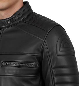 Chaqueta de Cuero para Hombre, Cuero Vacuno Genuino con Cuello Interior de Piel Sintética, Chaqueta 2025 - Product Image 5