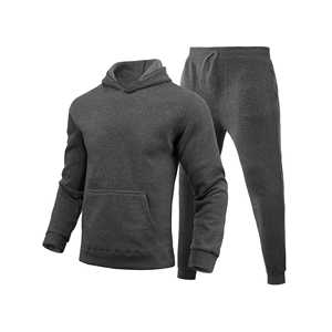 Survêtement d'hiver pour homme, deux pièces, sweat-shirt en coton, jogging, motif uni, vêtements de sport réfléchissants, vente en gros - Product Image 6