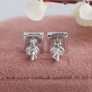 ต่างหูเม็ดเดี่ยวประดับเพชรแท้สีขาวและสีทองขาวที่กำลังเป็นที่นิยม - Product Image 4