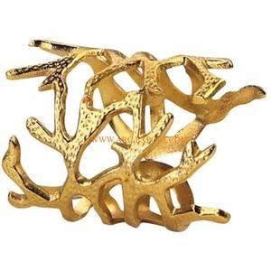 Anneaux de serviette en forme de feuille vintage plaqué or décoration de table classique anneau de tissu standard pour restaurant et hôtel - Product Image 2