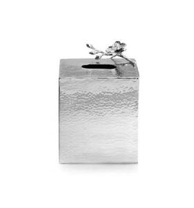 Boîte à mouchoirs décorative de table carrée en laiton et feuille d'or de luxe en acier inoxydable pour hôtel et maison - Product Image 1