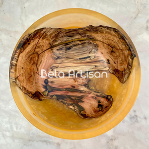 โบล่าช่างฝีมือทำด้วยมือสไตล์ชนบทที่ทำจากศิลปะอีพ็อกซี่แกนกลางทำจากไม้เบิร์ลสีเหลืองเรซินตกแต่งชามสำหรับแจกของรางวัล - Product Image 1