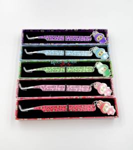 Juego de pinzas para extensión de pestañas con etiqueta privada personalizada, herramientas para pestañas de acero inoxidable recubiertas de papel, caja de pinzas para extensión de pestañas de fibra - Product Image 5