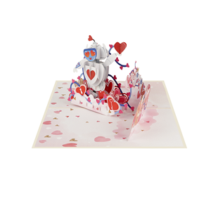 Robot Love 3D Pop Up Valentine Card Cadeau en papier fait main pour une célébration romantique - Product Image 4