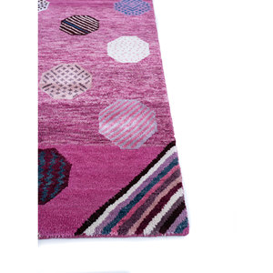 Manchaha Ivory Hand Knotted Wool Bamboo Silk Rug 10mm Thick Geometric Abstract Pattern for Home <b>Hallway</b> Rectangle Model-Les-1568 - Product Image 4
