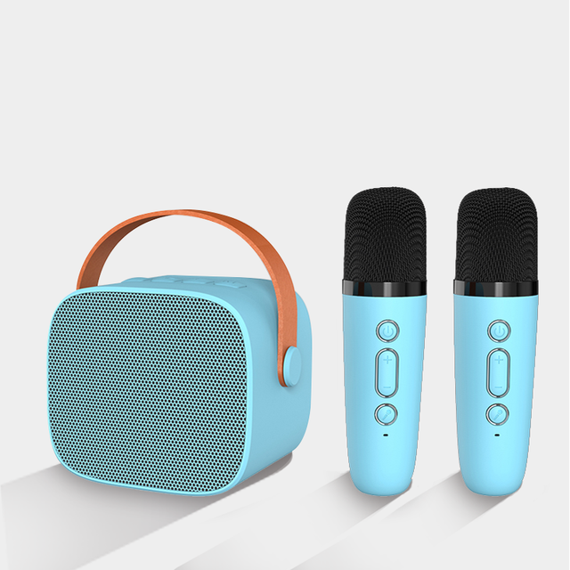 Portable OEM Logo Smart Music Boxing Wireless Mini Karaoke Birthday Gift Speaker for Kids and Dual Microphone Mic Set