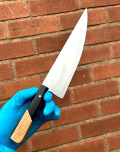 Venta al por mayor personalizado de calidad superior OEM hecho a mano cuchillo de acero de alto carbono Chef profesional cuchillos de cocina con Funda de cuero - Product Image 6