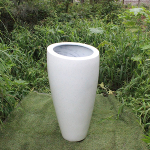 Urne à fleurs verticale Oslo Modern Classic en FRP, légère, pour intérieur/extérieur, nouvelle finition brillante, grande jardinière sculptée à la main, pour la maison et le jardin - Product Image 1