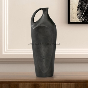 Vase en métal personnalisé bicolore couleur marron et argent avec conception de ligne horizontale en forme de bouteille pour la décoration intérieure et l'affichage floral - Product Image 5