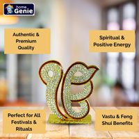 HOME GENIE Laiton Ik Onkar Symbole Pièce maîtresse Diamant Pierre Traditionnelle Sikh Décoration Religieuse pour la Maison Voiture pour les Mariages Diwali