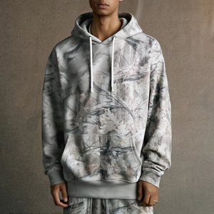 Personalizable Heavyweight Hip Hop Streetwear camuflaje de gran tamaño 350 Gsm Transferencia de Calor Tie Dye Fleece Puller Hoodie para hombres - Product Image 1