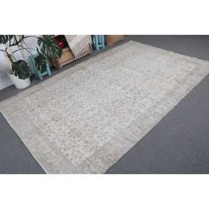 พรมวินเทจ ขนาด 6.1x9.4 ฟุต พรมตุรกี พรมขนสัตว์ลายทางสีขาวน้ำตาล - Product Image 4