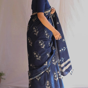 Saree de seda Banarasi de calidad superior para mujer, algodón Chanderi suave, estampado Digital, borde tejido, ropa tradicional india para Formal - Product Image 1