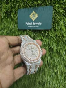 Reloj Automático de Lujo para Hombre y Mujer, Estilo Hip Hop, de Cuarzo, Acero Inoxidable, con Diamantes VVS, Moissanita, Corte Brillante, con Fecha - Product Image 4