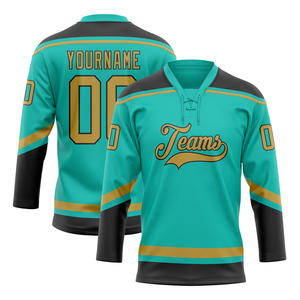 Conjunto personalizado de Jersey de hockey sobre hielo para adultos diseño reversible estampado de nombre de equipo tejido de poliéster duradero transpirable de secado rápido - Product Image 2