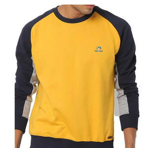 Sweat-shirt à col rond côtelé confortable 6XL avec manches contrastées Logo brodé en tissu français imprimé en 3D pour l'hiver - Product Image 6