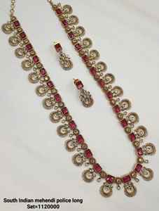 INDIAN TRADITIONAL and FASHIONABLE COPPER JEWELLERY <b>BRIDAL</b> WEDDING JEWELLERY <b>SET</b> for WOMEN EARRINGS and <b>NECKLACE</b> <b>SET</b> - Product Image 2