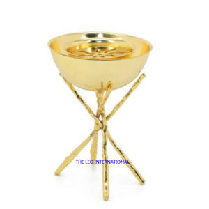 ชามรูปดอกไม้เคลือบทอง ผิวมันวาว ลายตอกแบบมีเท็กซ์เจอร์ รูปทรงวงรี ทำจากสแตนเลสและทองเหลือง สำหรับตกแต่ง - Product Image 4