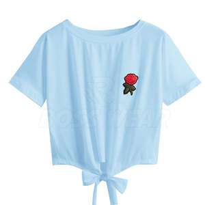 T-shirt court pour femme en coton/polyester, écologique, séchage rapide, nouveau design, fabriqué en usine, meilleur prix, personnalisable - Product Image 6
