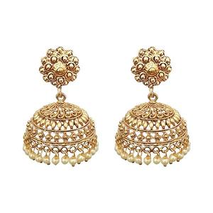 Boucles d'oreilles créoles fines Kriaa Perle plaquée or 1307639 Jhumki pour femme - Product Image 1