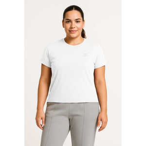 Camiseta Básica de Cuello Redondo para Mujer TOMMYLIFE, Talla Grande, Color Gris Oscuro - Top Cómodo de Mezcla de Poliéster y Elastano - Product Image 1