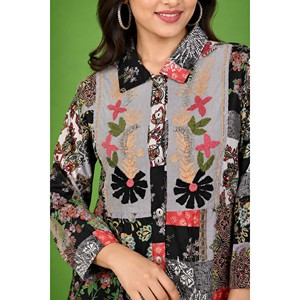 Robe midi fluide grise Nooristan Dilafroz pour séances photo, baby shower et occasions de jour - Product Image 2