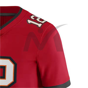 เสื้อเจอร์ซีย์อเมริกันฟุตบอลสีแดง คุณภาพสูง พิมพ์ลาย ขนาดใหญ่พิเศษ แขนสั้น ระบายอากาศได้ดี สำหรับทุกเพศ พร้อมป้องกันรังสียูวี UPF 50 - Product Image 4