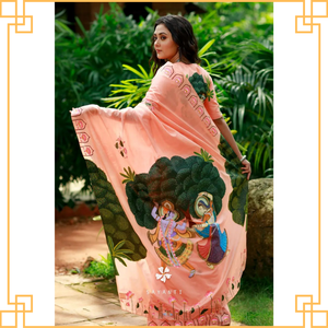 Ropa y accesorios étnicos de calidad superior Diseñador Georgette Saree con detalles de encaje para cenas románticas - Product Image 3