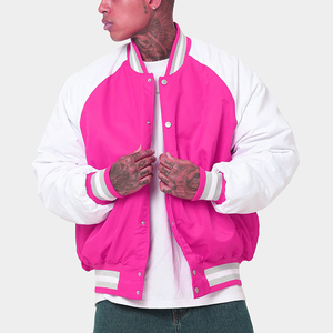 2025 Crew Neck Full Button Varsity Jacket Nylon Custom Patch Embroidery logo Oversized Letterman Jacket for Factory - Product Image 2