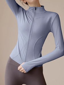 Women's Seamless Yoga <b>Jacket</b> Tops Gym Fitness <b>Workout</b> Sports Shirts Skinny Midweight Spandex/Nylon Elastic Waist Long Sleeve - Product Image 3
