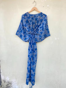 Bohème Vintage Luxe Soie Saree Caftan 100% Soie Tie Dye Kimono Séchage Rapide Taille Libre pour Toutes Saisons-Été Automne Printemps - Product Image 5