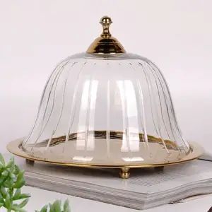 Металлическая декоративная витрина для торта со стеклянным куполом