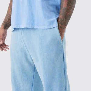 2025 gros bleu clair couleur surdimensionné Sweat hommes pantalons personnaliser 100% coton tissu Double taille pantalons de survêtement évasés pour hommes - Product Image 6