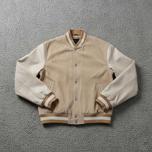 Chaquetas Varsity de Cuero con Bordado de Alta Calidad, Talla Cómoda, Fabricadas por el Fabricante, para Hombre, Invierno, Frente - Product Image 1