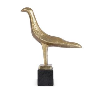 AK Brass Monroe Bird <b>Statue</b> Metal Tabletop Sculpture in <b>Gold</b> Finished & Brown Base Unique Showpiece For Hotel Decor / Home Decor - Product Image 4