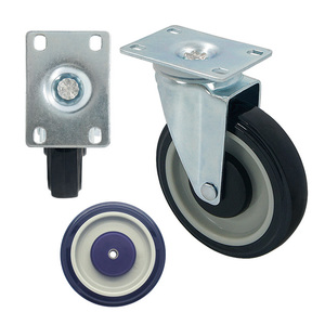 Roue pivotante 127 mm en polyuréthane avec support en acier pour usage industriel et mobilier, sans frein, conception durable - Product Image 1