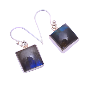 Piedra preciosa labradorita cuadrada, pendientes colgantes de Plata de Ley 925, Pendientes colgantes de moda para fiestas de boda. - Product Image 5