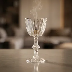 Brûleur d'encens élégant en verre cannelé, style gobelet, porte-encens en verre transparent avec attrape-fumée pour la décoration intérieure - Product Image 4