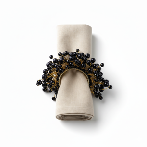 ที่ใส่ผ้าเช็ดปากพลาสติกแหวนผ้าเช็ดปากไข่มุกสีดำคลาสสิกพร้อมดีไซน์ใหม่สำหรับงานแต่งงานและงานปาร์ตี้ - Product Image 2